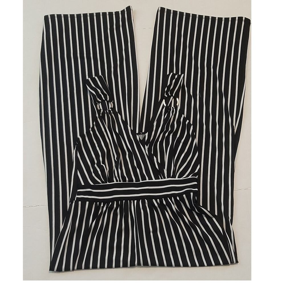 Wrapper V-Neck Jumpsuit Wide Flare Leg Size M